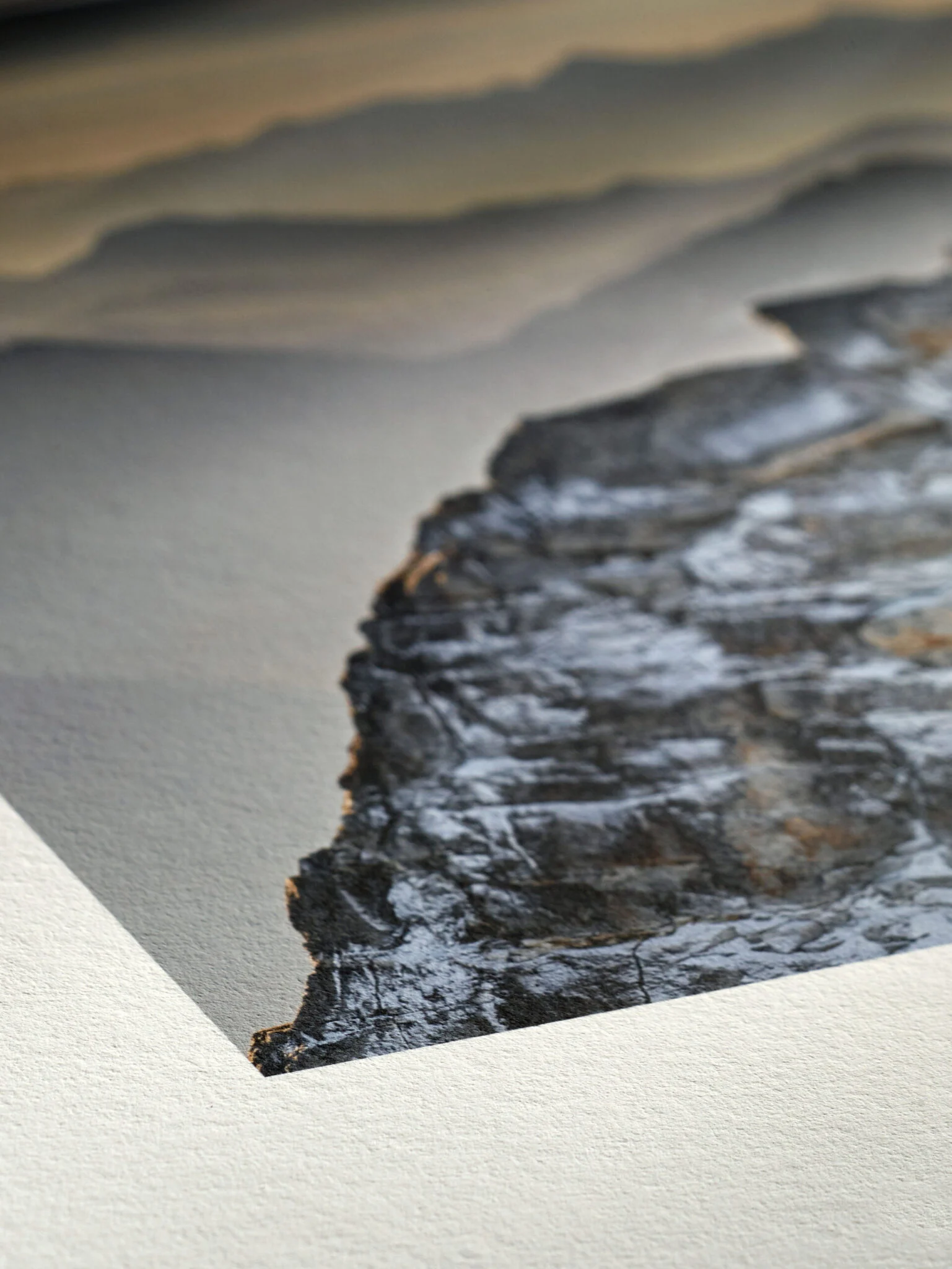 Close-up of the silky surface of Hahnemuhle Hemp fine art paper