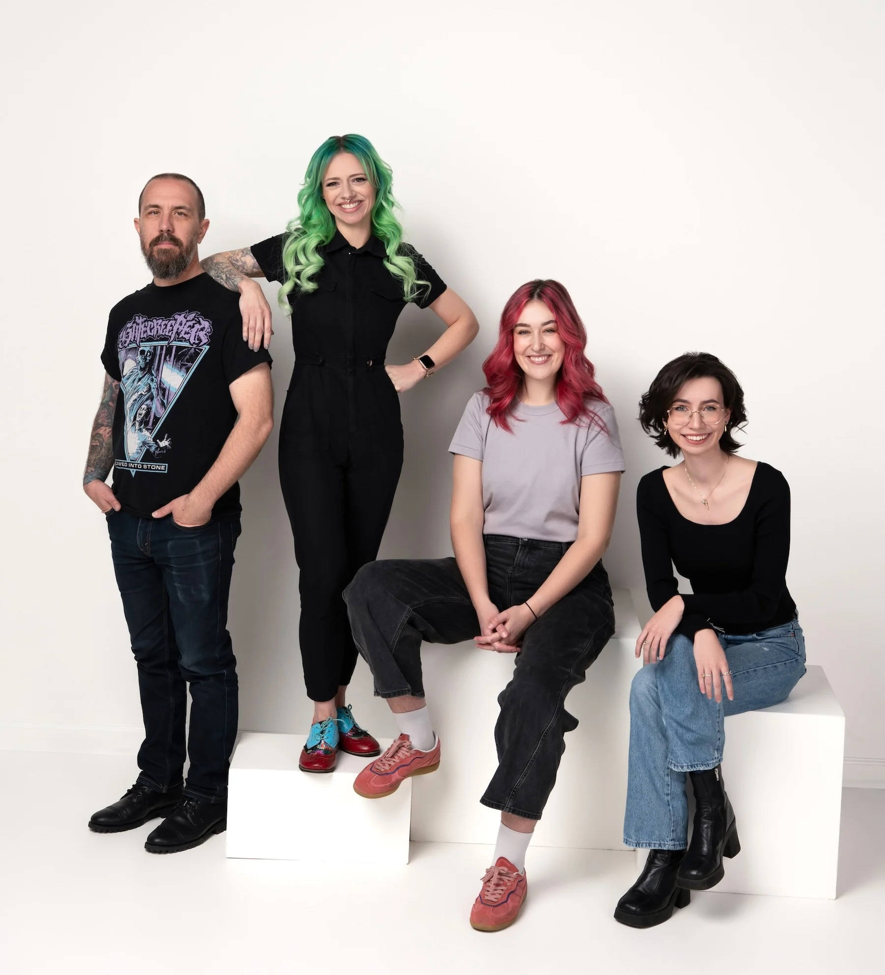 The Pitch Black Printing Co. team in the Reno shop